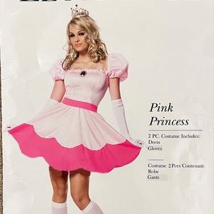 Leg Avenue Mario Bros Princess Peach Halloween Costume Womens XL EUC